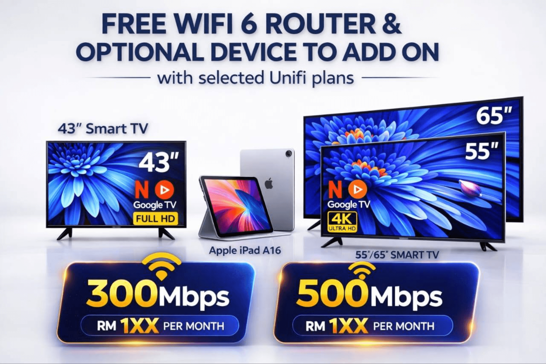 Daftar Unifi 300Mbps / 500Mbps — Dapat TV atau iPad, Hanya RM1XX Sebulan