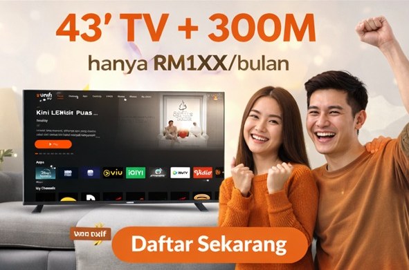 Promo 43 inci TV dengan pakej 300Mbps Unifi